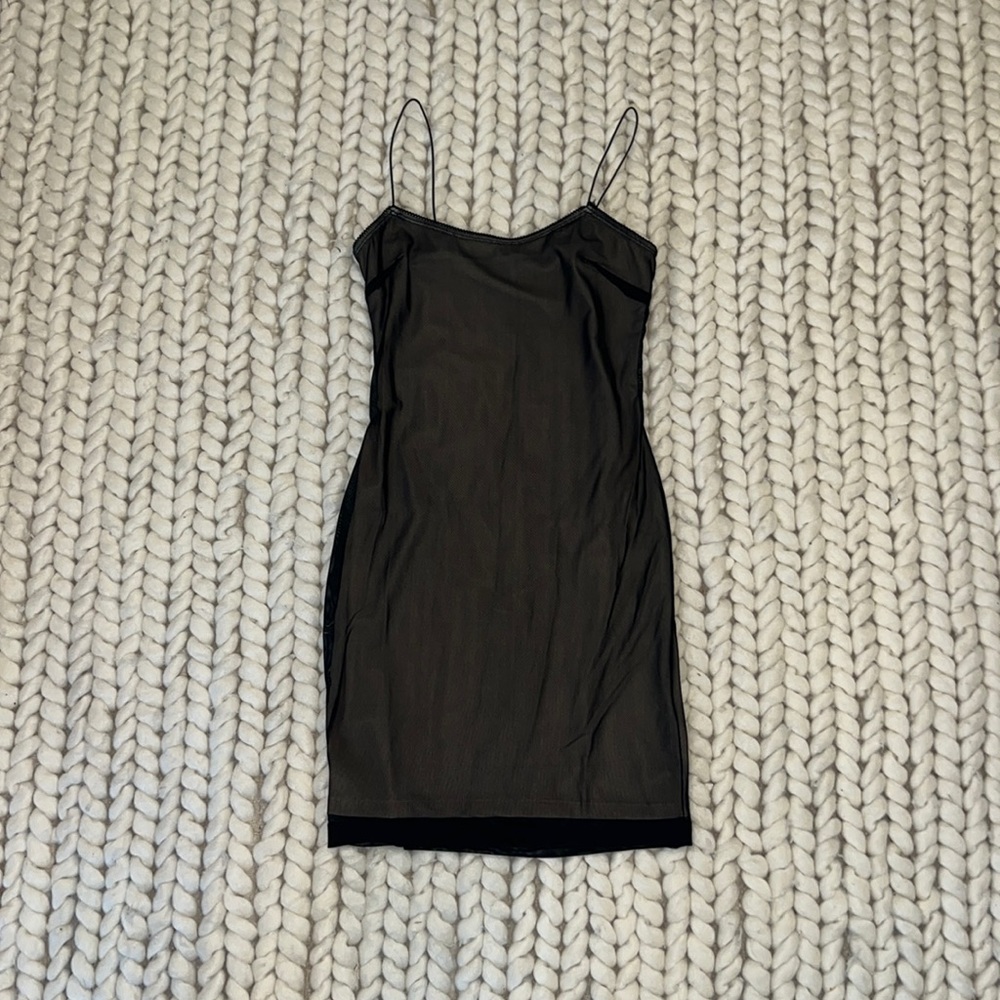 Edikted Lolita Mesh Mini Dress Black Size Small New With Tags
